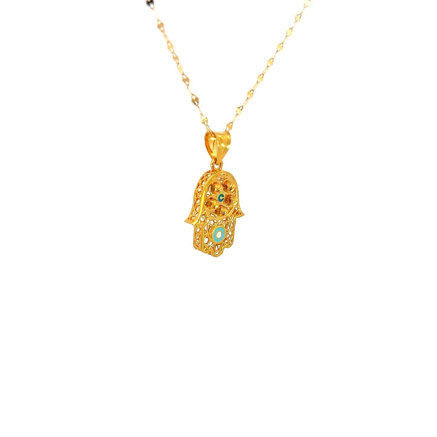 Hamsa necklace 21k gold