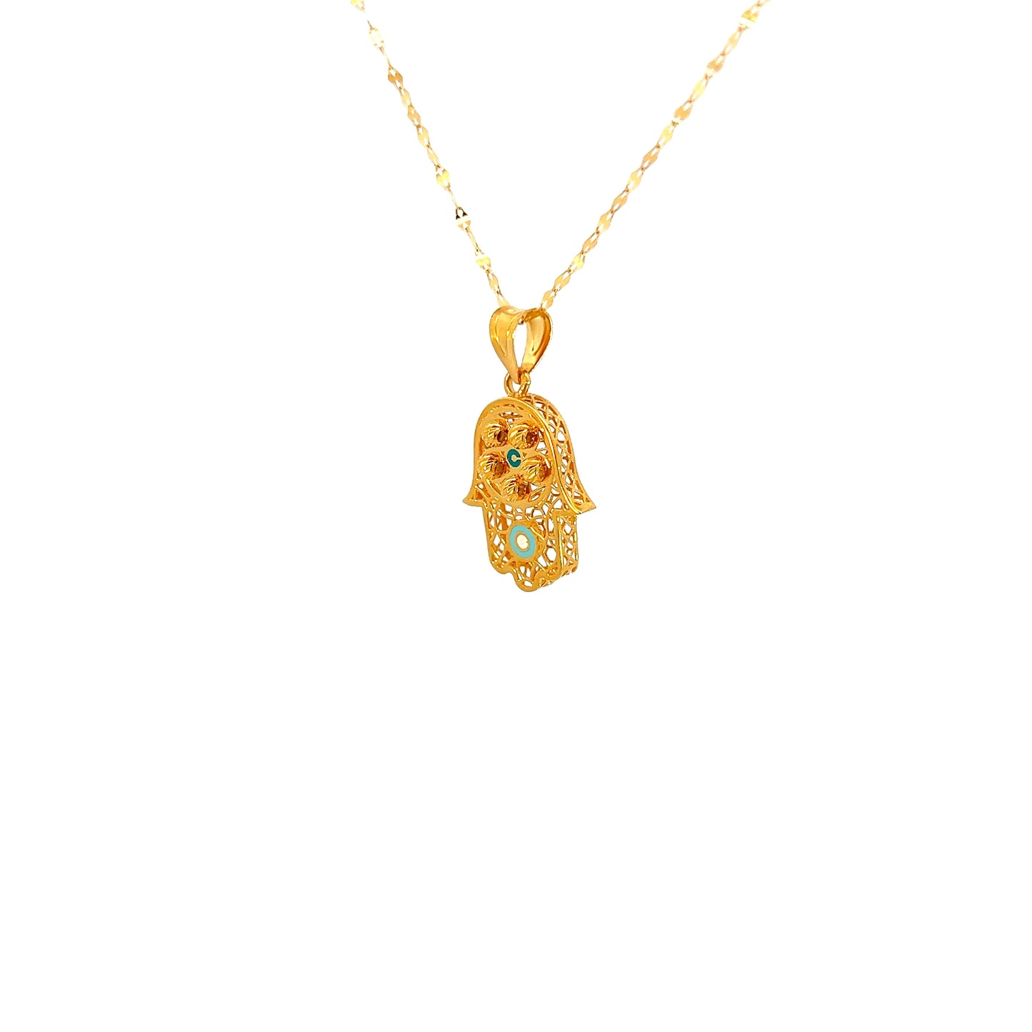 Hamsa necklace 21k gold