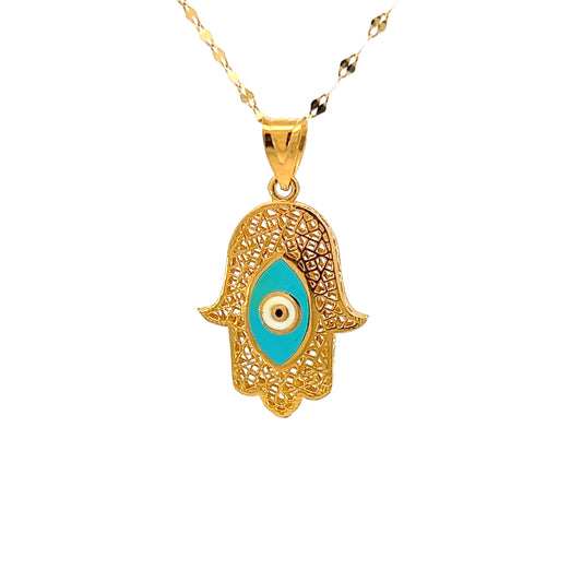 Hamsa necklace 21k gold