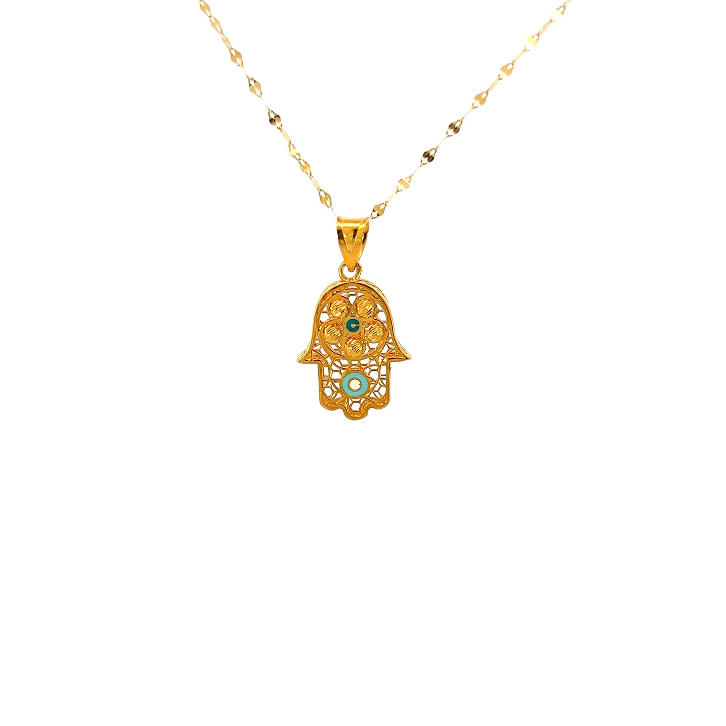 Hamsa necklace 21k gold