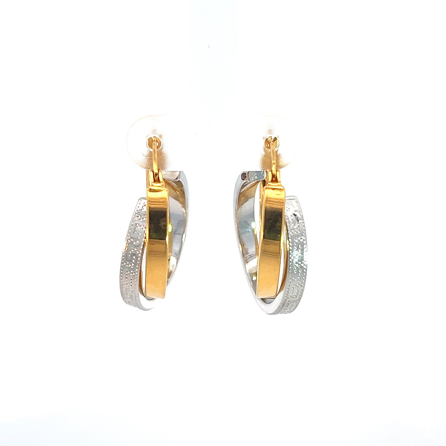 Hoops earring 21k white and yellow gold