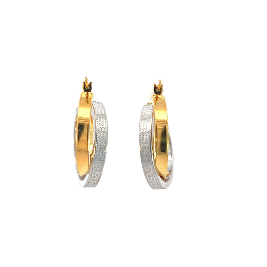 Hoops earring 21k white and yellow gold